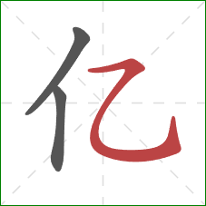 亿的笔顺第3画：横折弯钩