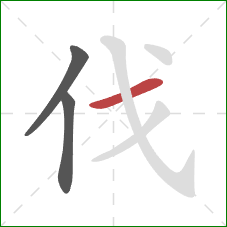 伐的笔顺第3画:横 伐的笔顺第3画:横