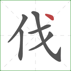 伐的笔顺第6画:点 伐的笔顺第6画:点