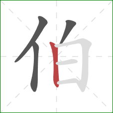 伯的笔顺第4画：竖