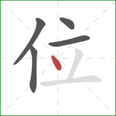 位的笔顺第5画：点