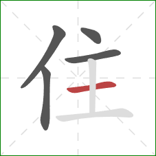 住的笔顺第5画：横