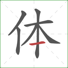 体的笔顺第7画:横 体的笔顺第7画:横