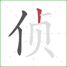 侦的笔顺第3画：竖