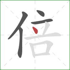 倍的笔顺第5画：点