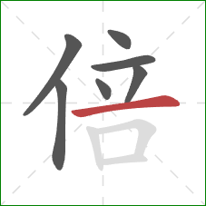 倍的笔顺第7画：横