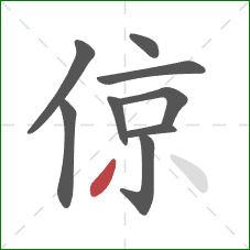 倞的笔顺第9画：撇