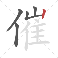 催的笔顺第5画：竖