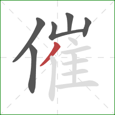 催的笔顺第6画：撇