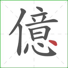 億的笔顺第15画：点