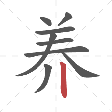 养的笔顺第9画：竖