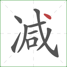 减的笔顺第11画:点 减的笔顺第11画:点