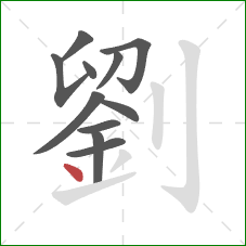 劉的笔顺第11画：点