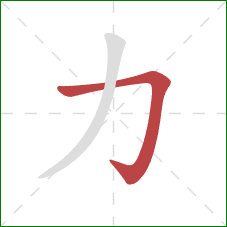 力的笔顺第1画：横折钩