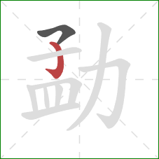 勐的笔顺第2画：竖钩