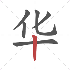 华的笔顺第6画：竖