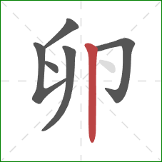 卵的笔顺第6画：竖