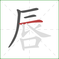 唇的笔顺第4画：横