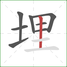 埋的笔顺第8画：竖