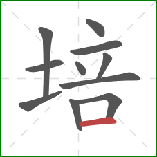 培的笔顺第11画：横