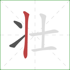 壮的笔顺第3画：竖
