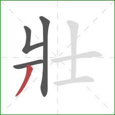 壯的笔顺第4画：撇