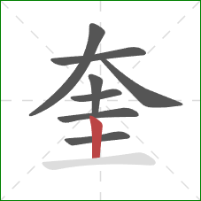 奎的笔顺第8画：竖