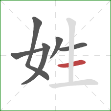 姓的笔顺第6画：横