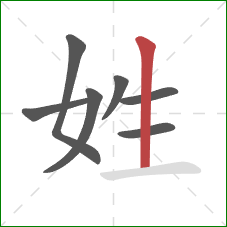 姓的笔顺第7画：竖