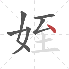 姪的笔顺第6画：点