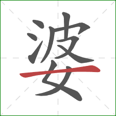 婆的笔顺第11画：横