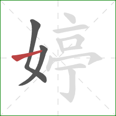 婷的笔顺第3画：横