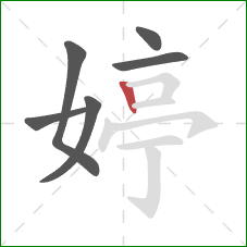 婷的笔顺第6画：竖