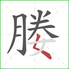 媵的笔顺第11画:撇点 媵的笔顺第11画:撇点