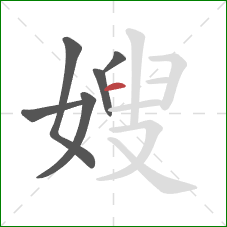 嫂的笔顺第6画：横