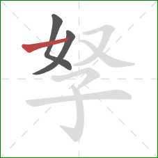 孥的笔顺第3画：横