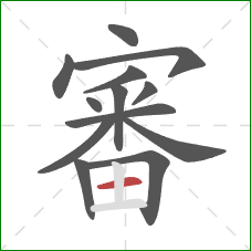 審的笔顺第13画：横