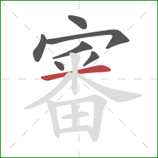 審的笔顺第7画：横