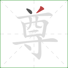 尊的笔顺第2画：撇