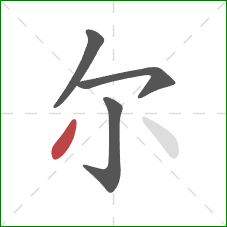 尔的笔顺第4画：撇