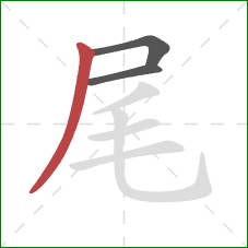 尾的笔顺第3画:撇 尾的笔顺第3画:撇