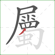 屬的笔顺第14画:撇 屬的笔顺第14画:撇