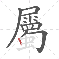 屬的笔顺第16画:竖 屬的笔顺第16画:竖