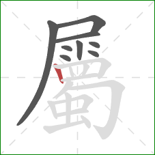 屬的笔顺第9画:竖 屬的笔顺第9画:竖