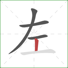 左的笔顺第4画：竖