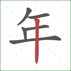 年的笔顺第6画：竖