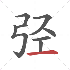 弪的笔顺第8画：横