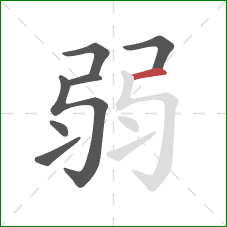 弱的笔顺第7画:横 弱的笔顺第7画:横