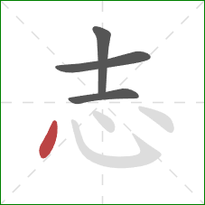 志的笔顺第4画：点