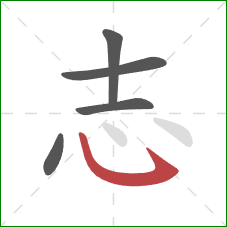 志的笔顺第5画：卧钩